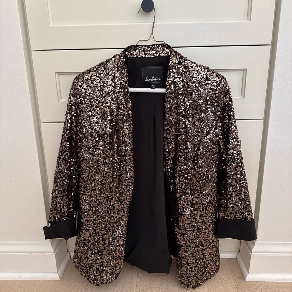 Sam Edelman Black and Gold Sequin Jacket